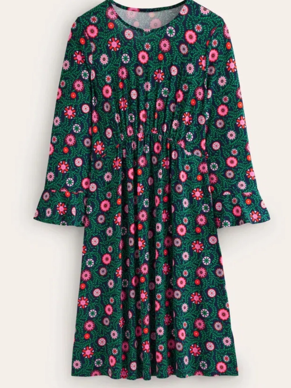 Boden Flute Sleeve Floral Jersey Dress Size US 16/18 NWT
